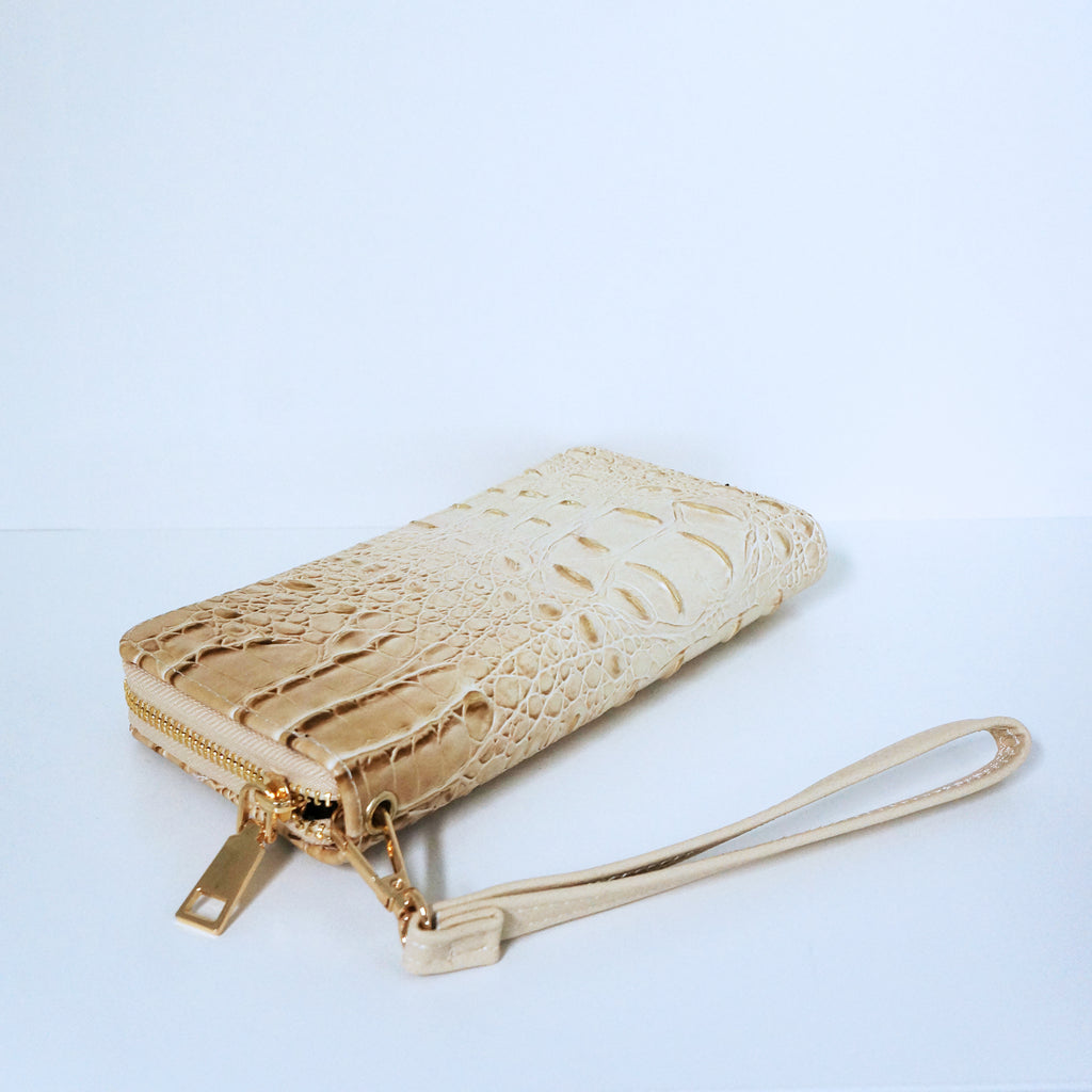 Beige Crocodile Wallet | ALPHONSINA