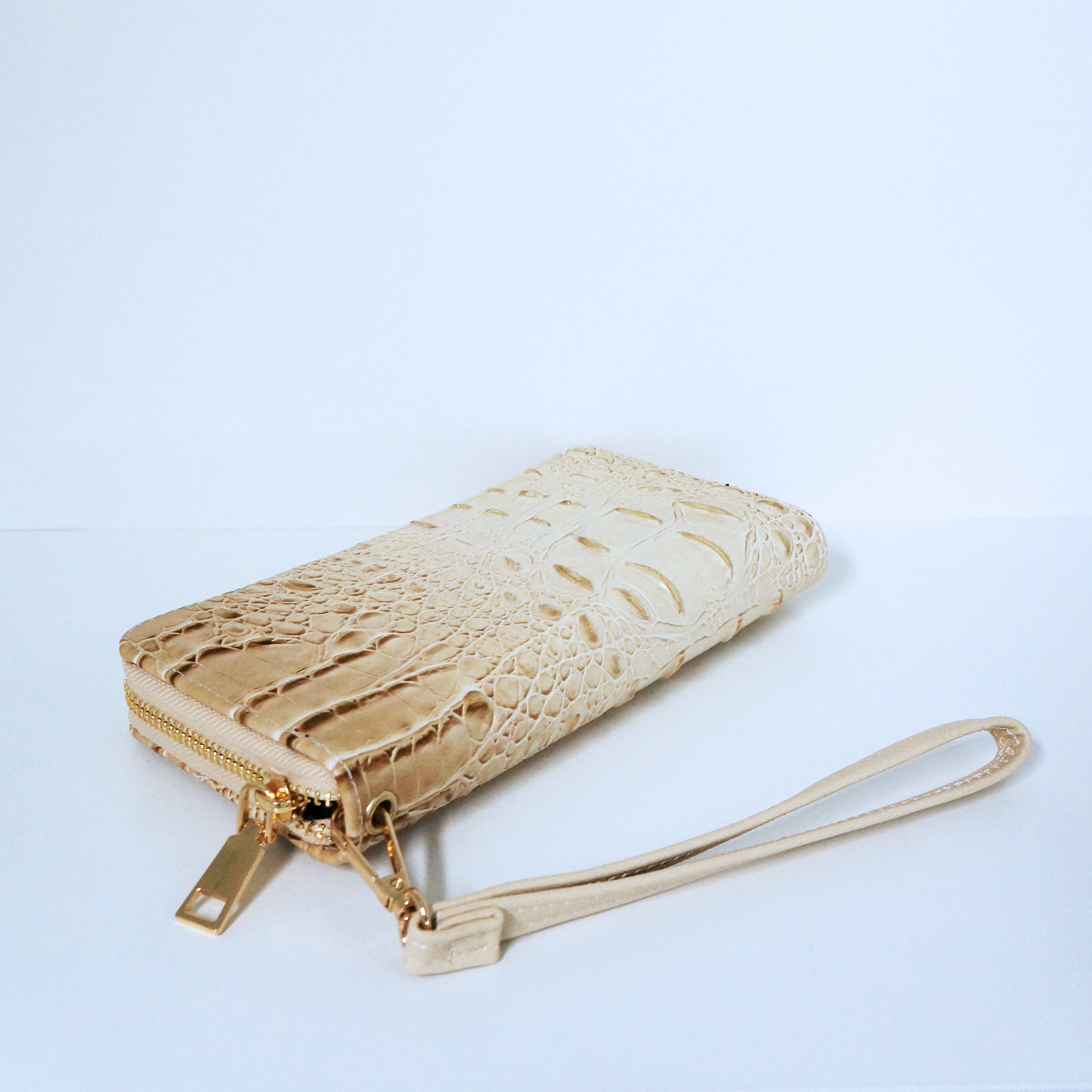 Beige Crocodile Wallet | ALPHONSINA