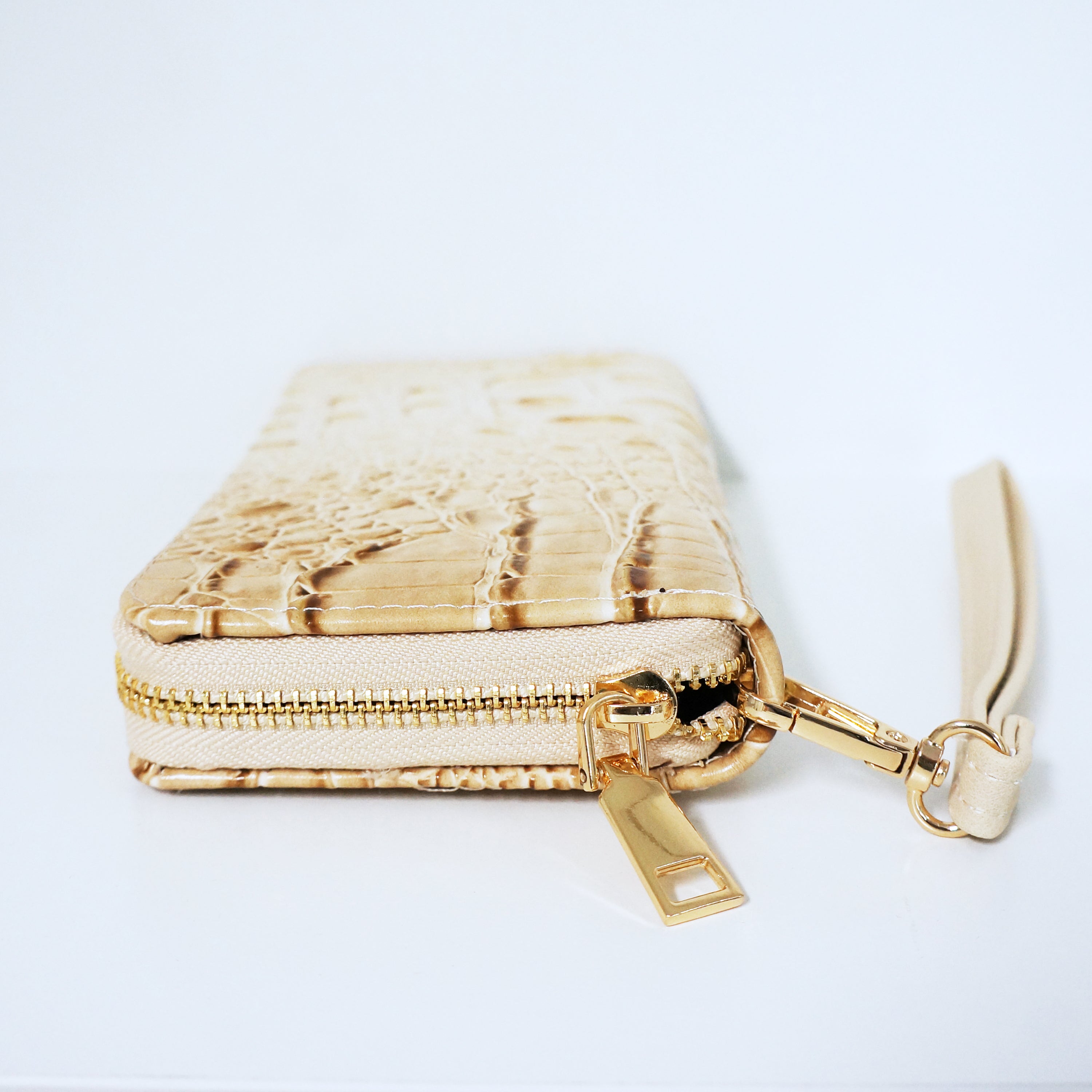Beige Crocodile Wallet | ALPHONSINA