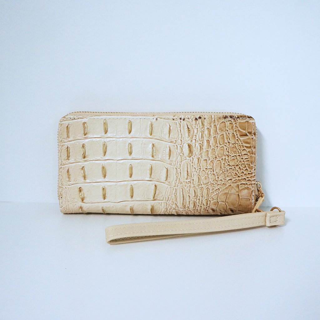 Beige Crocodile Wallet | ALPHONSINA