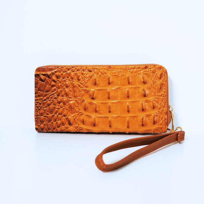 Dark Orange Crocodile Wallet | ALPHONSINA