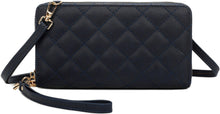 Load image into Gallery viewer, Black Quilted Wallet Wristlet | ALPHONSINA