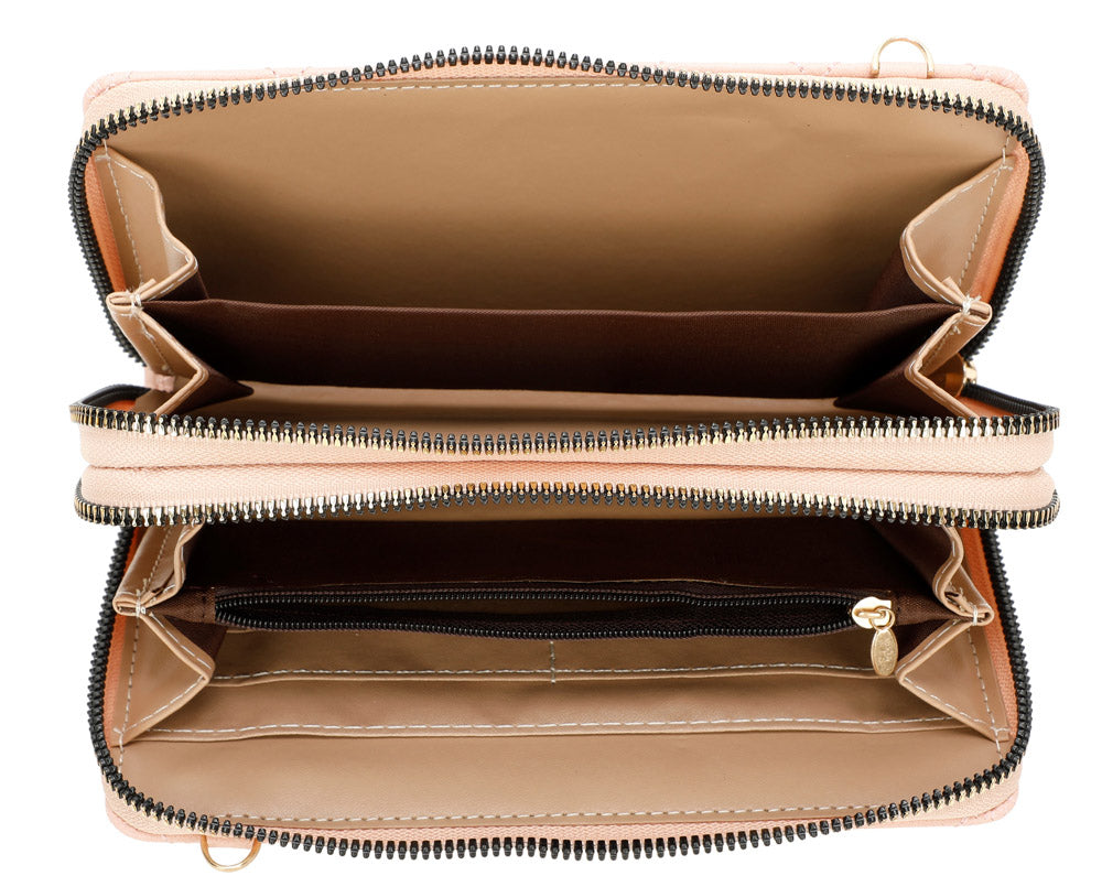 Brown Quilted Wallet Wristlet | ALPHONSINA