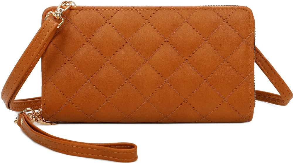Brown Quilted Wallet Wristlet | ALPHONSINA