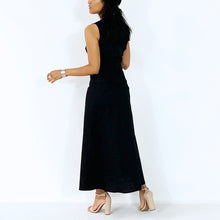Load image into Gallery viewer, Midi Black Cotton A Skirt | ALPHONSINA