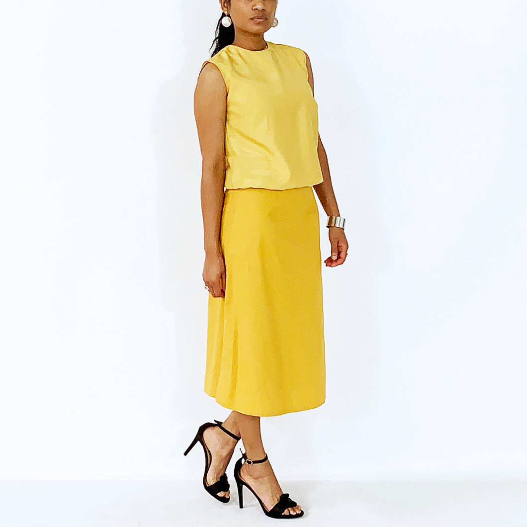 Golden Yellow  Semi 'A' Skirt | Cotton | ALPHONSINA