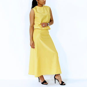 Golden Yellow  Semi 'A' Skirt | Silk | ALPHONSINA
